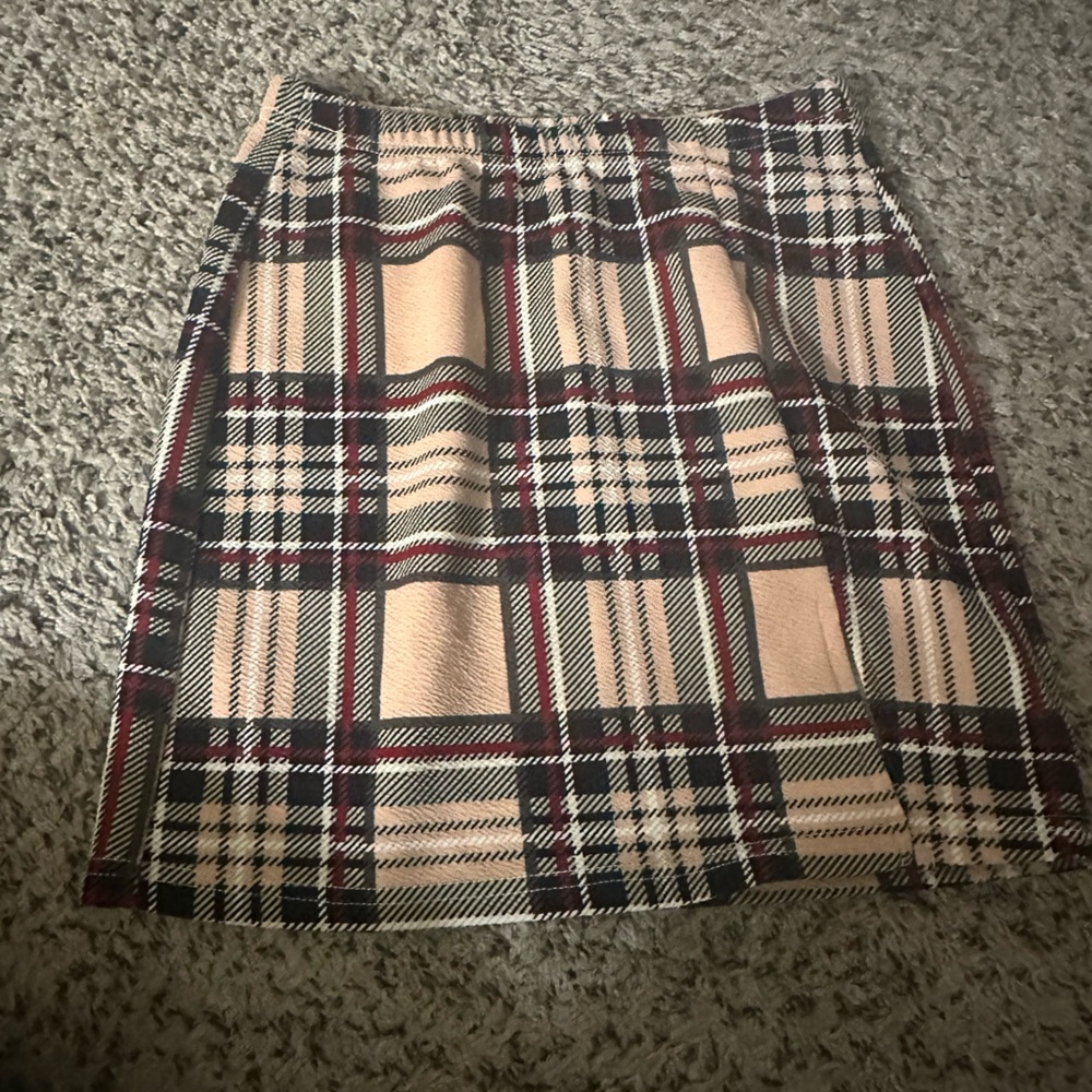 SHEIN light pink and Black Plaid A-Line Skirt